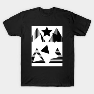 Triangle and stars graphic print,  in black and white T-Shirt